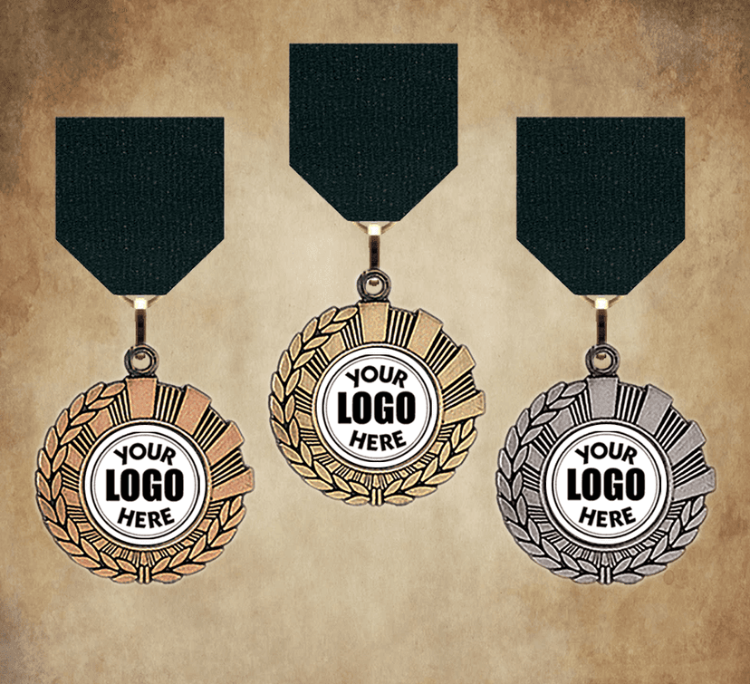 Product image of 1 3/4" Medal Antique Wreath w/ Lanyard