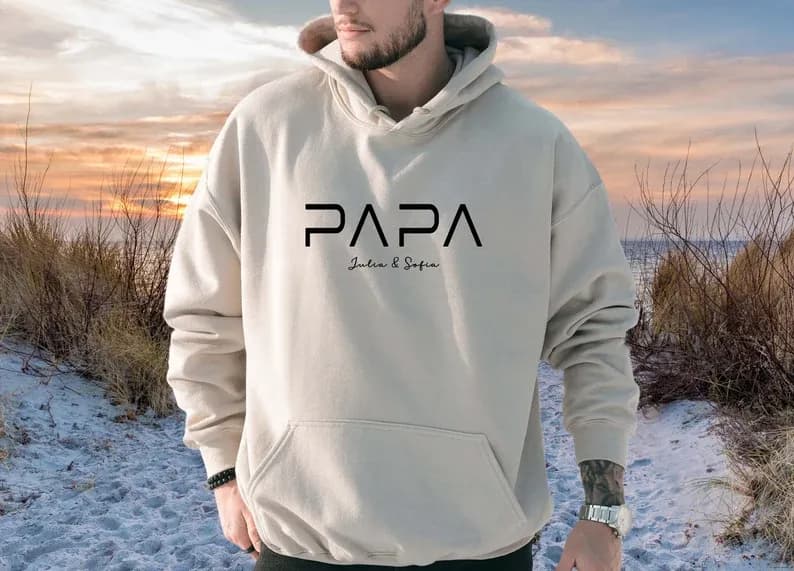 Product image of Custom Papa Hoodie with kids Name, Custom Dada Sweatshirt, Father's Day Gifts, Kid names Gift for Papa, Cool Dad Sweatshirt, New Father Gift