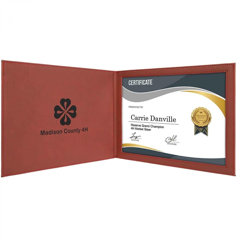 Product image of 9" x 12" Laserable Leatherette Certificate Holder w/ FREE Engraving- Maroon