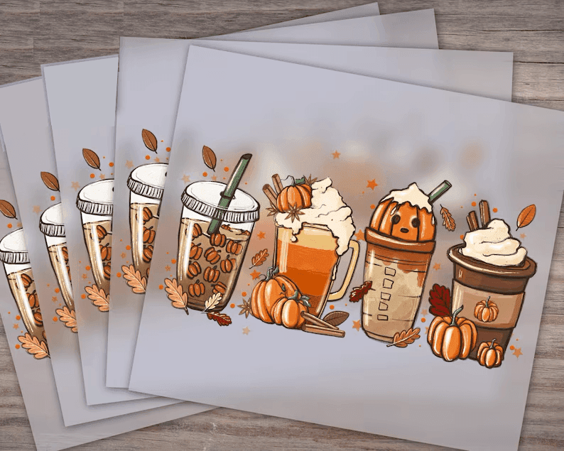 Product image of Fall Pumpkin Coffee, Ready To Press Transfer, Digital Transfer Dtf Sheet, Digital Transfer Ready To Press, Halloween Coffee